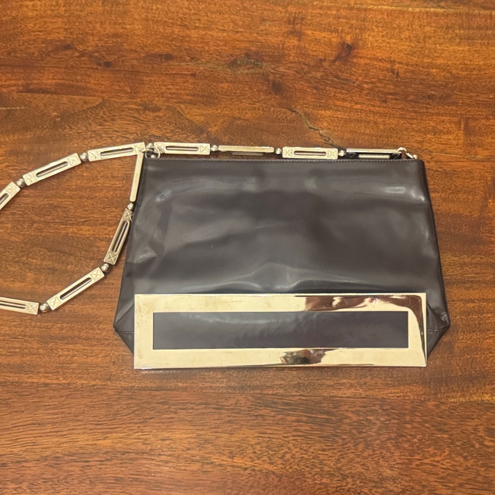 Paloma Picasso Black Clutch with Silver Chain